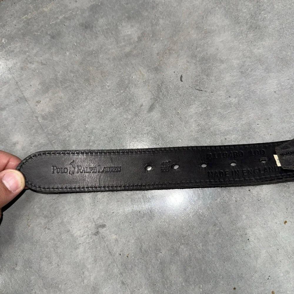 Polo Ralph Lauren Men's 42 Black Braided Leather Belt Made in England